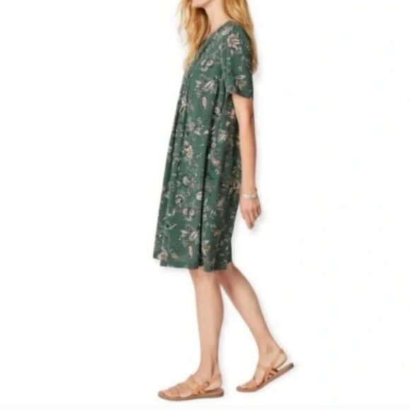 J. Jill Green Flutter-Sleeved Pintucked Dress Size M - Picture 3 of 16